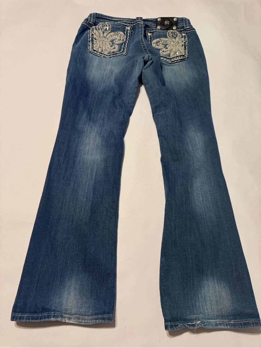 Miss Me Flare Rhinestone Y2K Denim Jeans Embellished Vintage Vtg